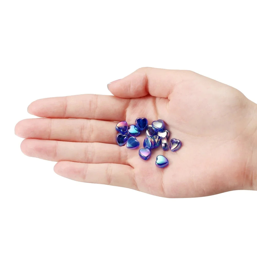 50/100Pcs 9mm AB Color Heart Bead Colorful Acrylic Spacer Loose Beads for DIY Bracelet Necklace Jewelry Making Findings Supplies