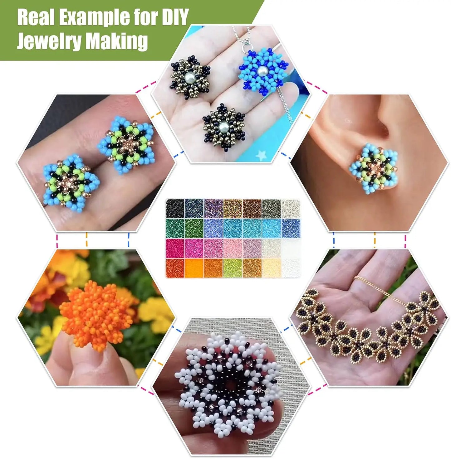 2mm Glass Seed Beads Kit, with 28 Colors Small Beads Kit for Girls,Women and Adults,Bracelets, Necklaces,Earring,Jewelry Making