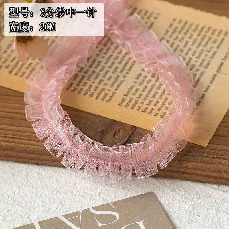 2meters Pink Lace Ribbons Trim For Party Dress Decor Fabric DIY Apparel Sewing Supplies Clothing Collar Cuff Needlework Crafts