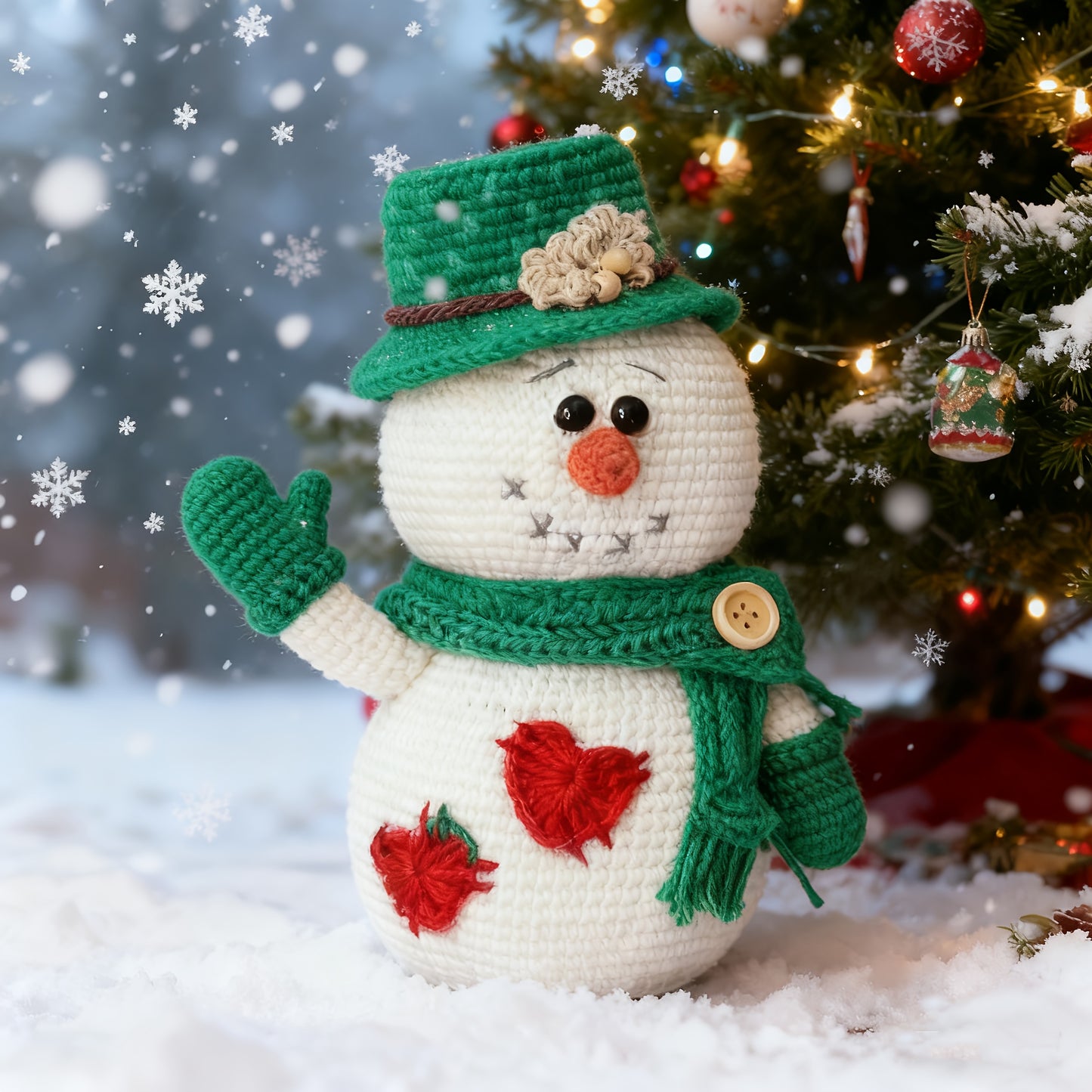 Single Crochet Kit, Winter Snowman Crochet Pattern, Beginner DIY Craft Supplies with High-Quality Yarn, Crochet Hooks, and Step-by-Step English Tutorial Manual. Ideal for Decorations, Ornaments, Birthdays, Valentine's Day, Ha