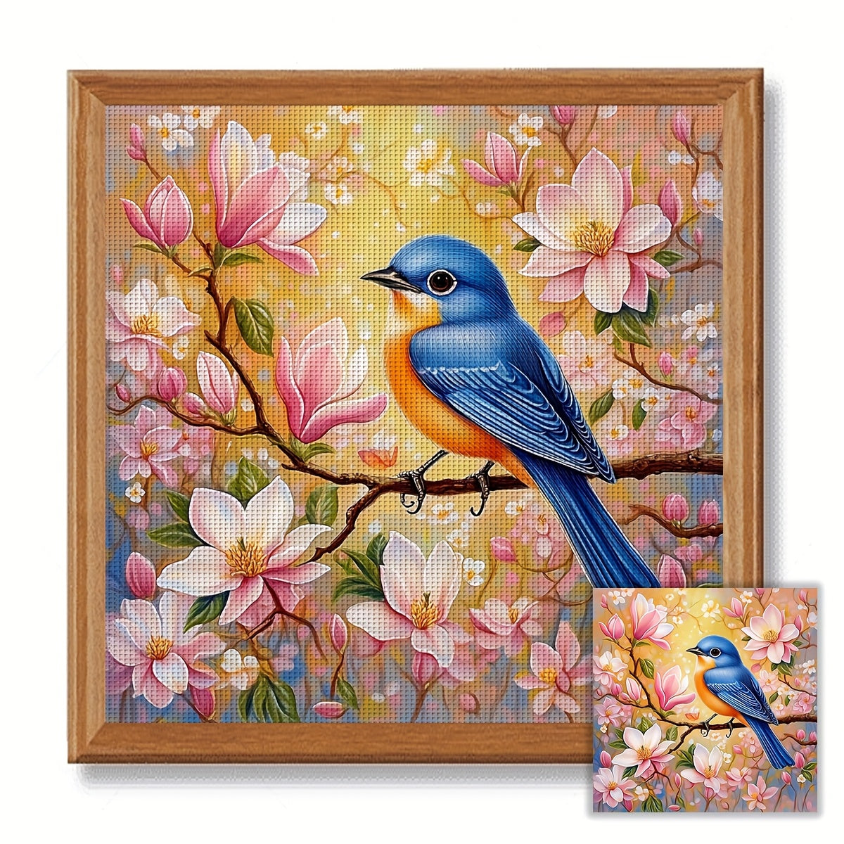 JOZYSH 1set 40x40cm/15.7x15.7Inch DIY Cross Stitch Kit Frameless, Beautiful bird, stamped cross stitch kits, Embroidery Set for Home Decor, Includes Patterned Fabric & Threads, Perfect for Living Room Entrance or Bedroom Deco