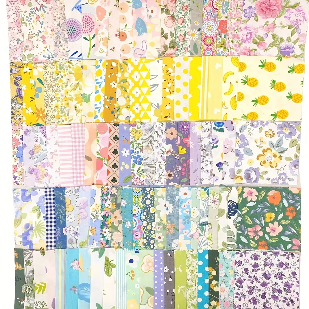 50pcs 4 X 4 Inch Fabric Squares Floral Patchwork Square Floral Pattern Sewing Fabric Pre-cut Fabric Set for Patchwork Sewing Projects DIY Patchwork Crafts (50pcs)