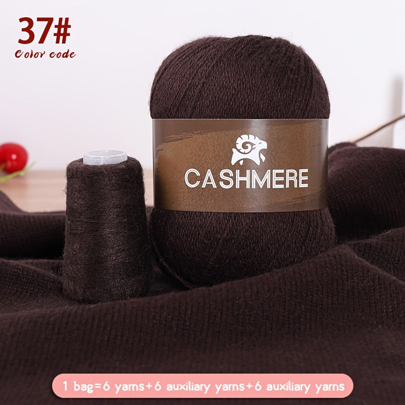 6Pairs Cashmere 100. Yarn, Soft Warm Yarn for DIY Crocheting And Knitting Hat, Scarf Total 300G+120G