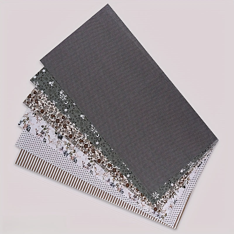 6pcs Bundle - Extra Large 20x20 Inch (50x50cm) Fat Quarter Fabric - Pre-Cut Cotton Quilting Fabric with Neutral Grey Tones (Beige, Brown, Green, Blue, Pink, White) - for Quilts, DIY Crafts, Home Decor - Ideal for Beginners &