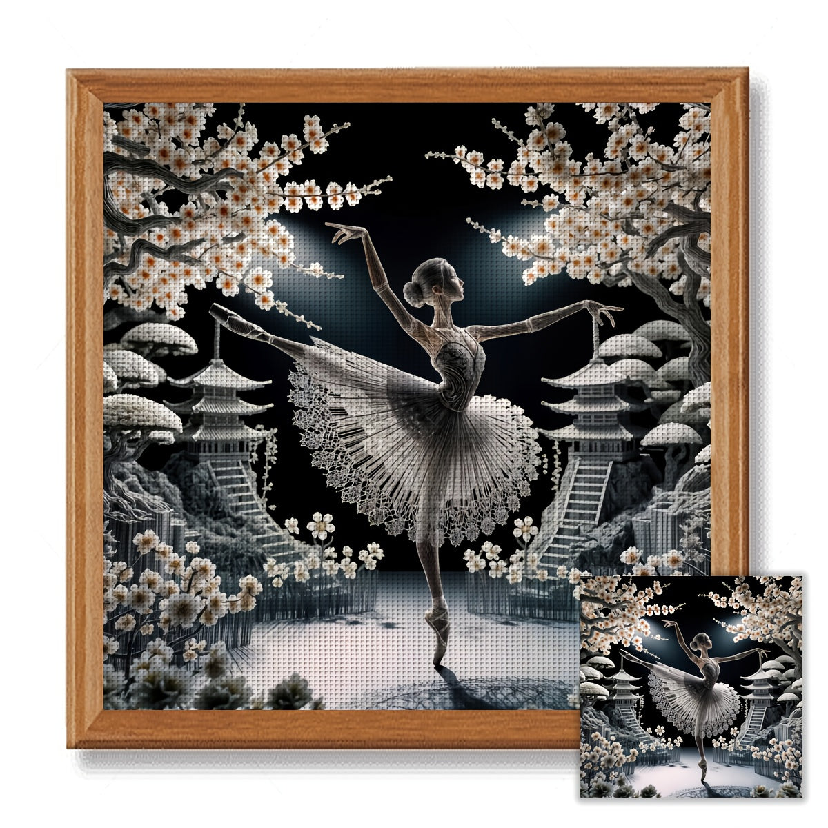 1 Set 30x30cm/11.8x11.8in/40x40cm/15.7x15.7inch Elegant Dancer Pattern 11CT/14CT Print DIY Cross Stitch Kit, Random Thread Card Cross Stitch Material Pack, Living Room Entrance Bedroom Decoration, Home Art Gift, All Seasons,