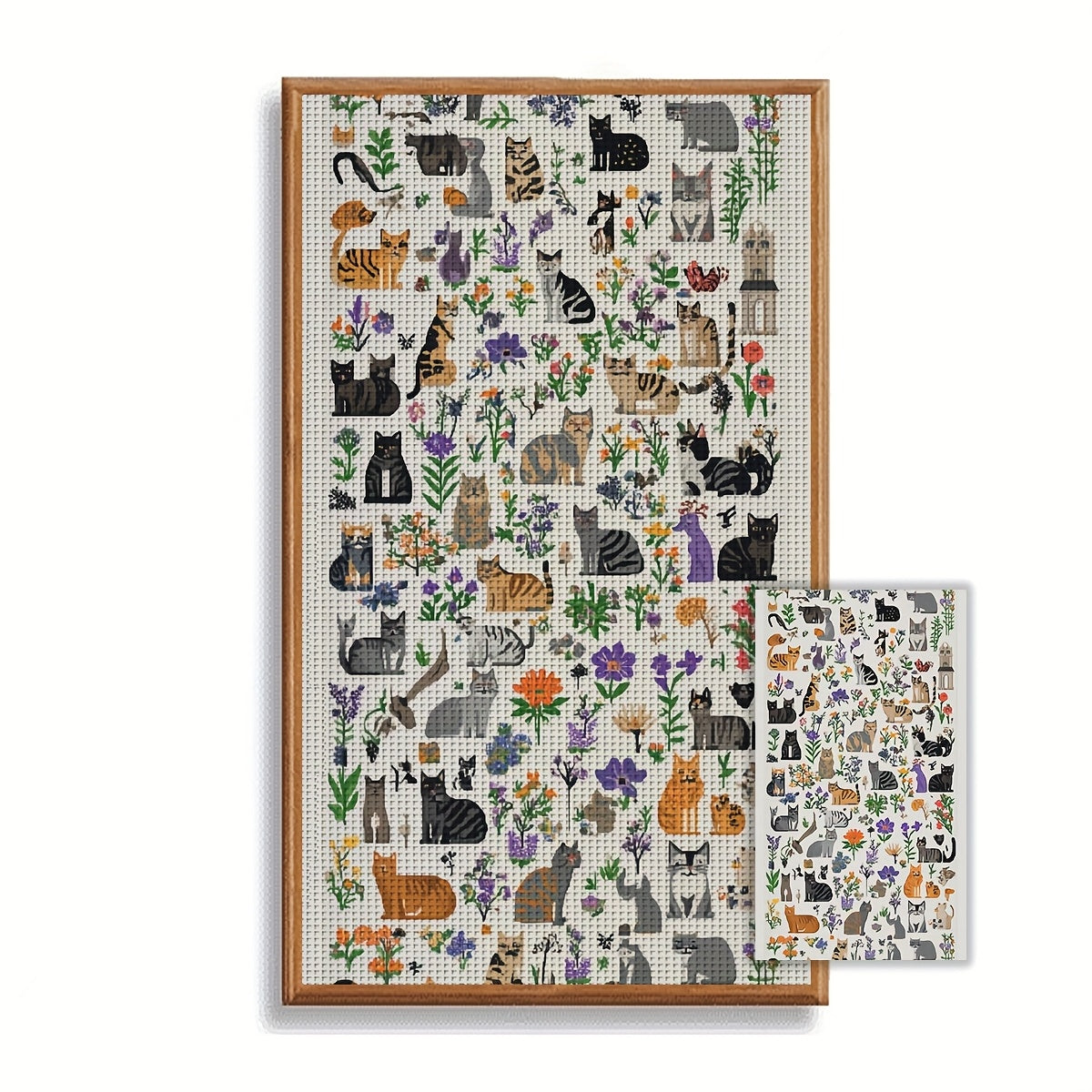 JOZYSH, 1pc, 40x70cm/15.7x27.6Inch, DIY Cross Stitch Kits, Embroidery Crafts Sets, Cats and Cats Army, Patterned Printed Cross Stitch Kits, Random Thread Board Cross Stitch Material Kits, Living Room Entrance Bedroom Decorati