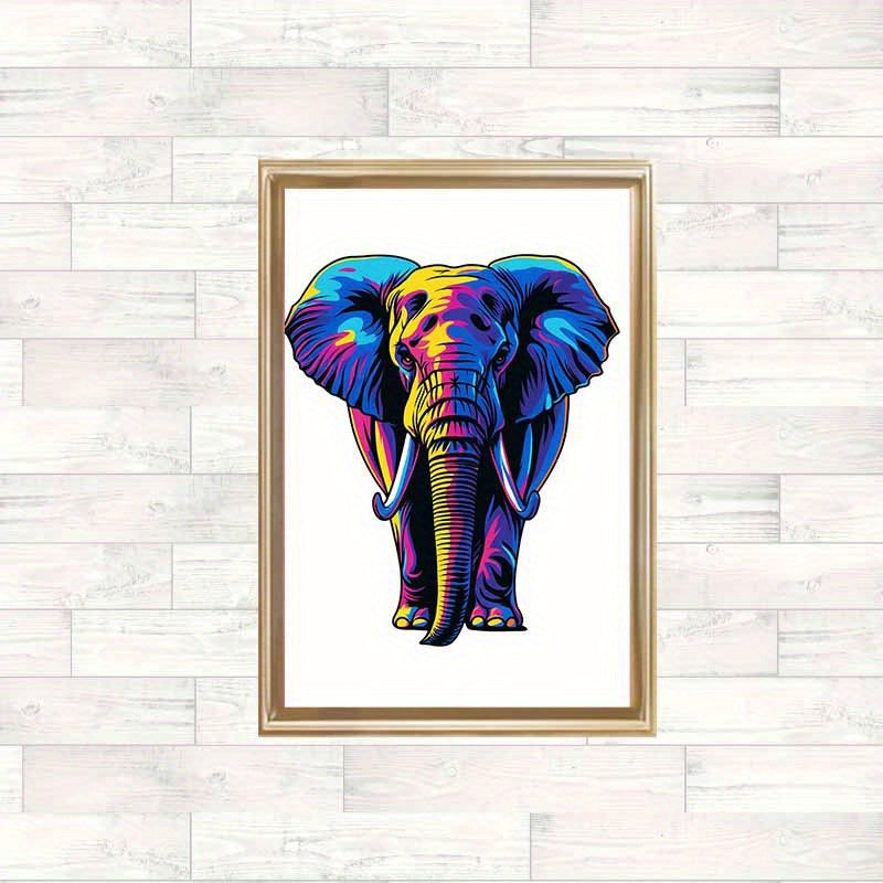 2D Vibrant Neon Elephant Canvas Print/Wall Art Decor, Suitable for Living Room, Bedroom, Office, Hallway and Study Room Decoration., 2D Flat, Perfect for Room Decor, Elephant Cross Stitch Kit, Elephant Wall Art, Elephant Abst