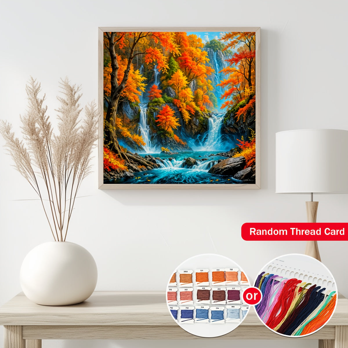 ZUOANLF 1set 40x40cm/15.7x15.7Inch DIY Cross Stitch Kit Frameless, Beautiful scenery, stamped cross stitch kits, Embroidery Set For Home Decor, Includes Patterned Fabric & Threads, Perfect for Living Room Entrance or Bedroom