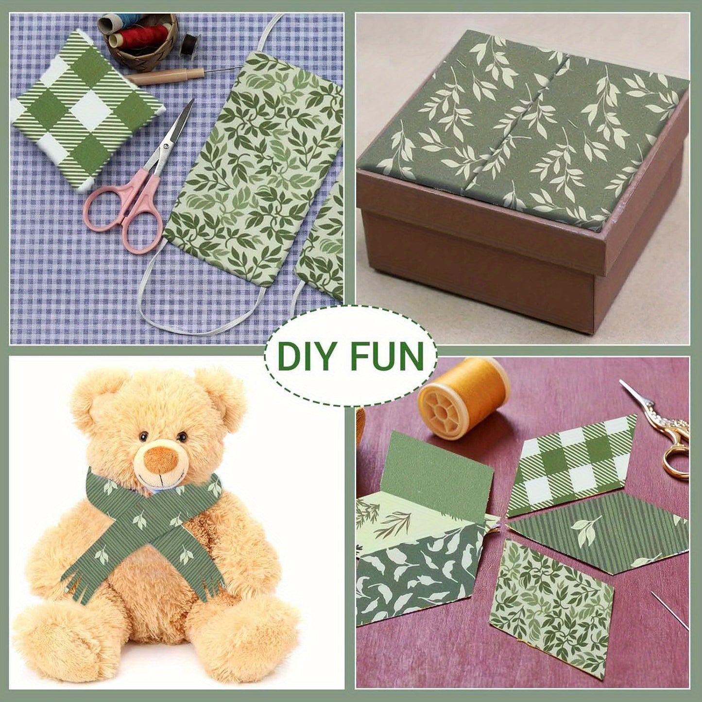 80pcs Lavender Green Retro Floral Jelly Roll Fabric - Pre-Cut 2.56" Squares with Muted Mint, Sage, Beige & Patterns - DIY Quilting, Scrapbooking, Christmas Crafts - Vintage Patchwork Material (No-Sew Jumbo Strip Design), Ribb