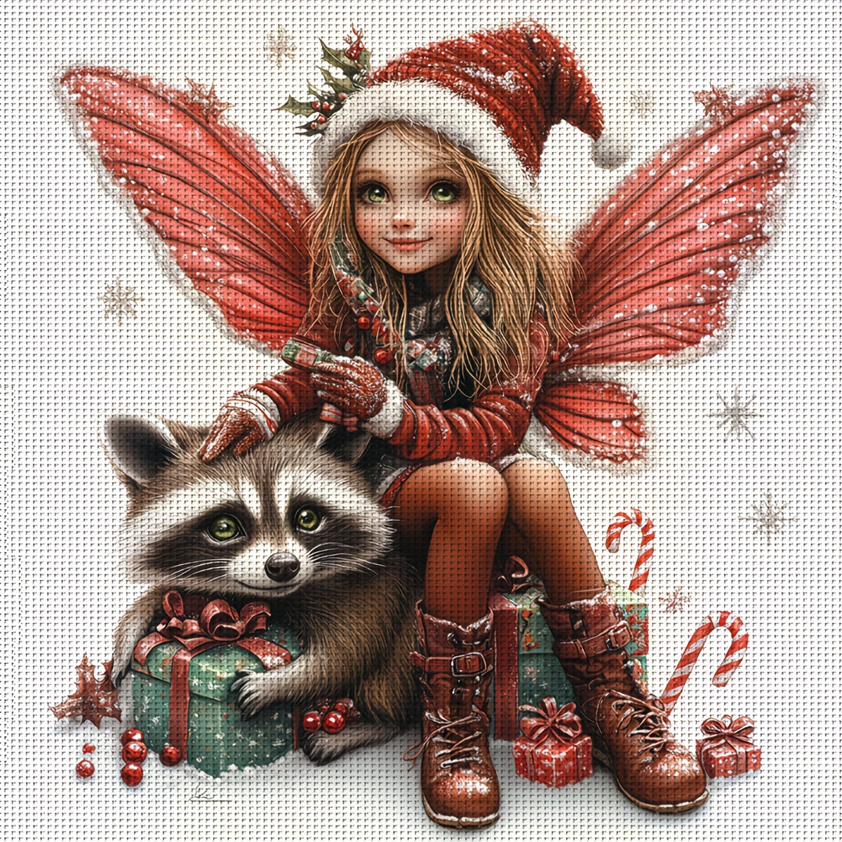 ZUOANLF 1 Set 40x40cm-15.7x15.7in Unframed 11CT/14CT Print Fabric Cross Stitch DIY Kit, Angel Series Patterns - Relaxing Adult Beginner Cross Stitch Set with Printed Fabric, Needle, Thread, Patterns & Instructions - Perfect f