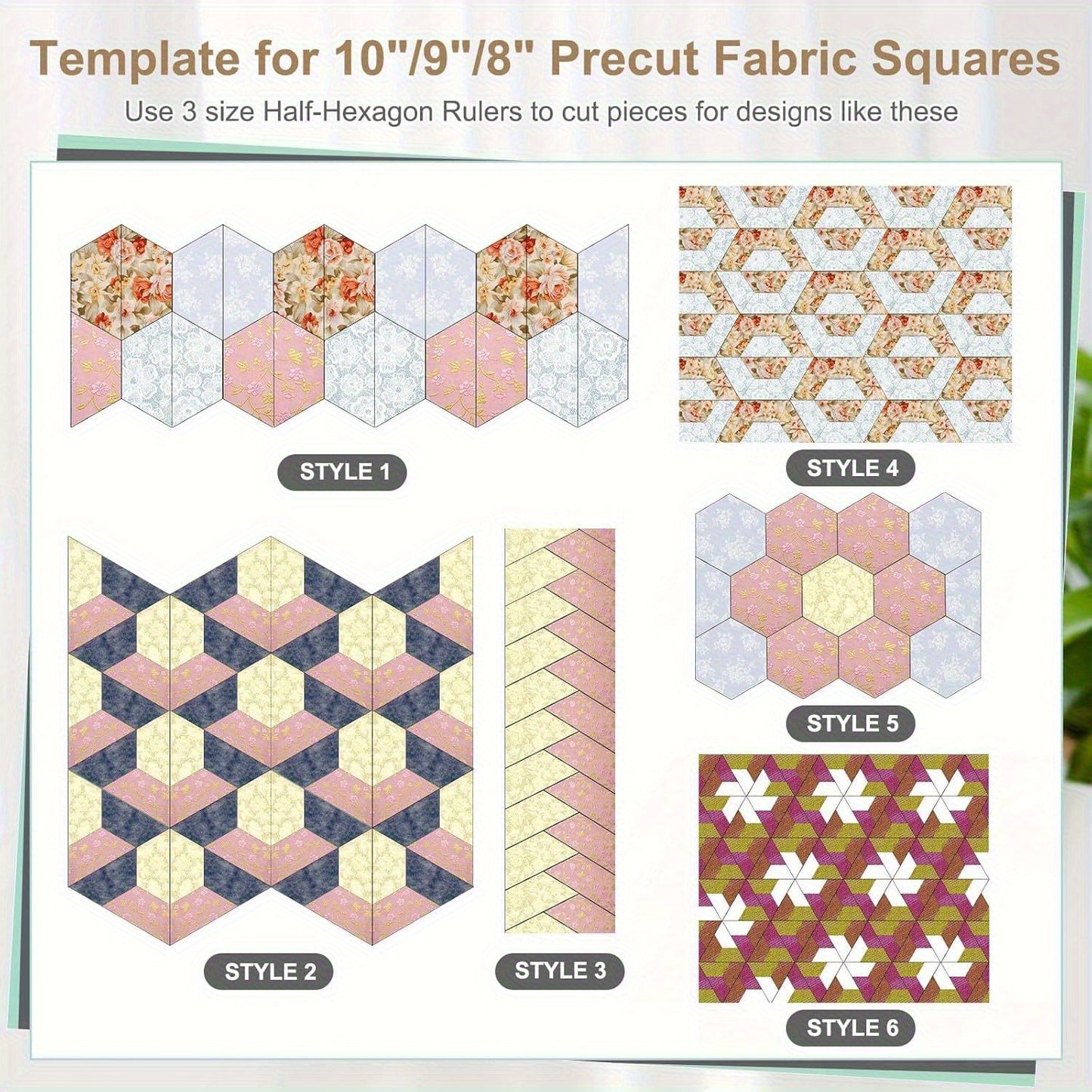 3pcs Set, Semi-Hexagonal Acrylic Knitting Template for Sewing and DIY Craft Pattern Cutting, Transparent Acrylic Quilting Ruler, Grid Pattern Ruler for DIY Crafts and Patches, Sewing Accessories | Durable Plastic, Sewing Supp