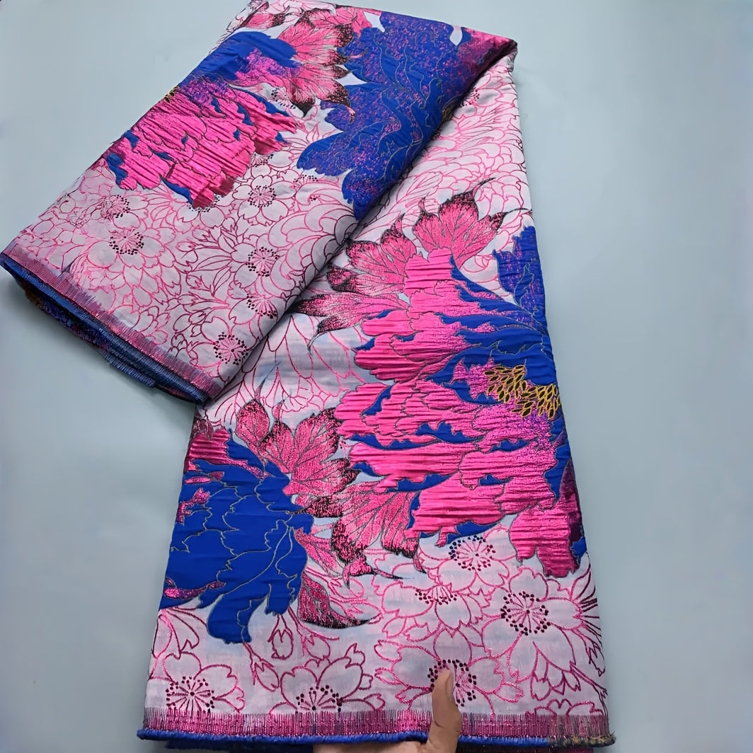 African 5 Yards/pc Jacquard Brocade Lace Fabric, Nigerian Elegant Gild Brocade Floral Pattern Lace Fabric, for Wedding/Daily/Party, Nigerian Attire, Wedding Fabric, Stylish Lace, Decorative Lace, Premium Lace, Hand Wash Only,