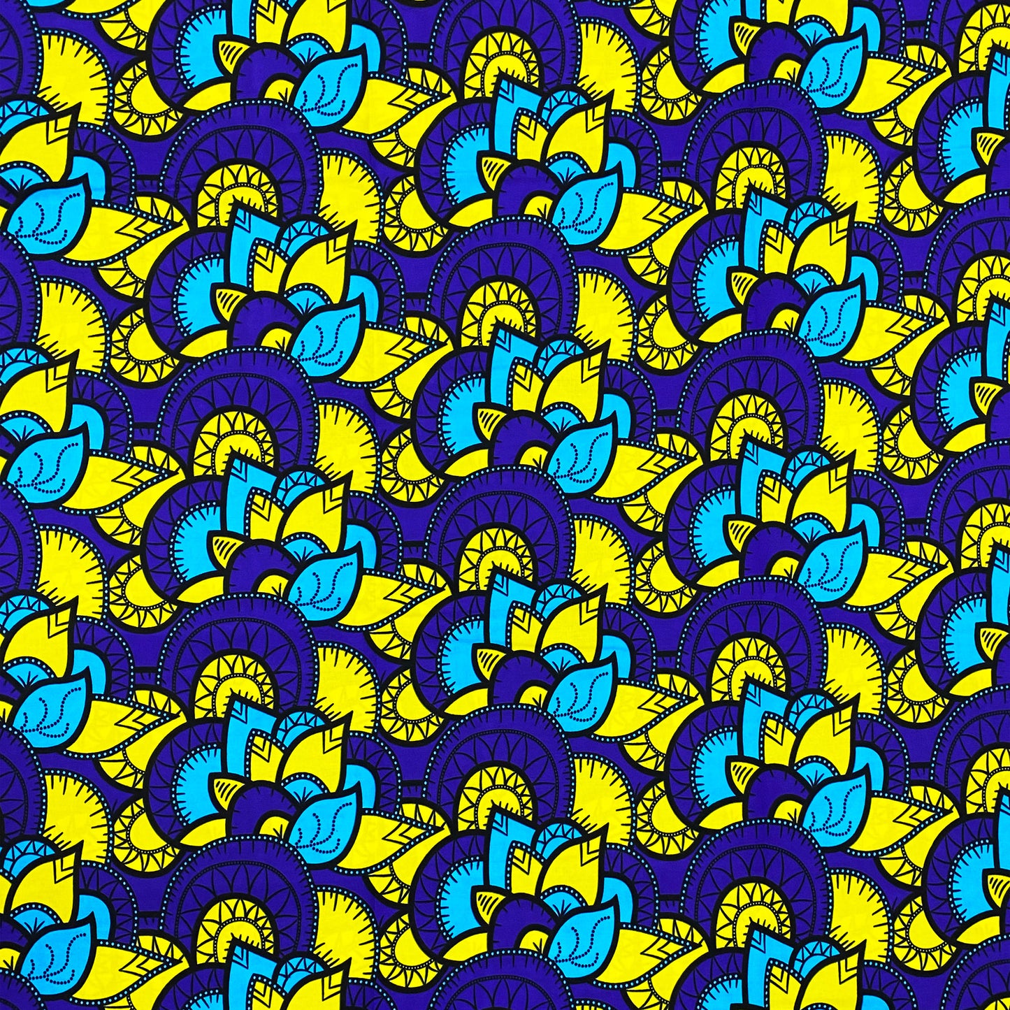 Ankara African Wax-Print Fabric by the - 6-Size Large 100% Cotton African Cloth with Bright Blue & Multicolor Traditional Patterns for DIY Sewing, African Dresses, Skirts, Blouses & - Hand Wash Only, Cultural Aesthetic Crafti