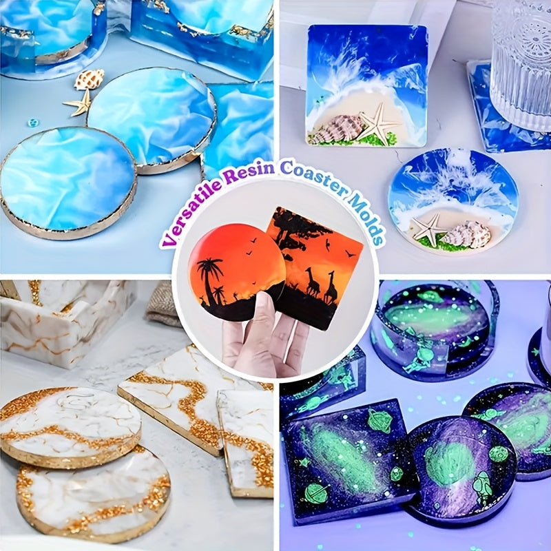 66pcs Epoxy Resin Casting Molds Silicone Kit, Including Pyramid, Sphere, Cube, Coaster Molds, Fondant Molds, Casting Tools, Resin Jewelry Making Kit for Beginners