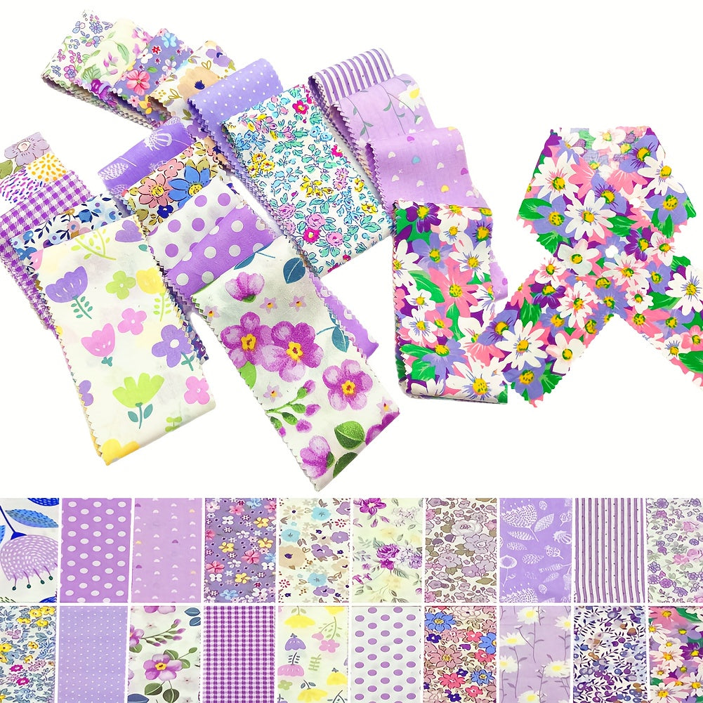 1 Roll Jelly Roll Fabric - 40 Pre-Cut Strips (2.5x20 Inches Each) - Soft Pastel Floral Prints in Pink, Purple, Lavender, Green, Yellow, White - Ideal for Quilting, Sewing, Scrapbooking, Birthday & Christmas Gifts - Beginner-F
