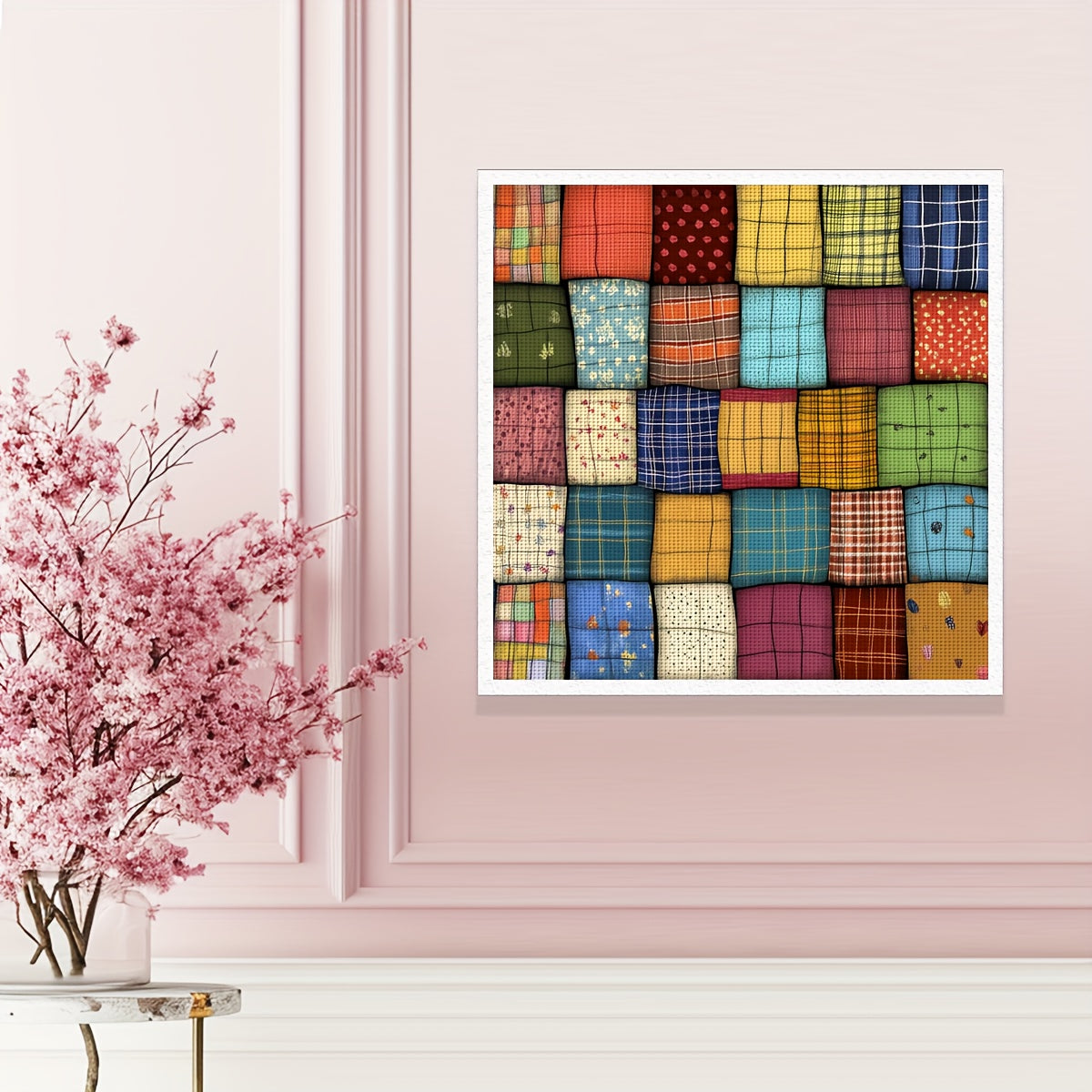 ZUOANLF 11CT/14CT Fabric Cross Stitch DIY Kit - 15.75x15.75inch, Vibrant Towel Patchwork Pattern, All-Season Adult Beginner Relaxation Stitching Set with Printed Fabric, Needle, Thread, Patterns & Instructions, Perfect for Ho