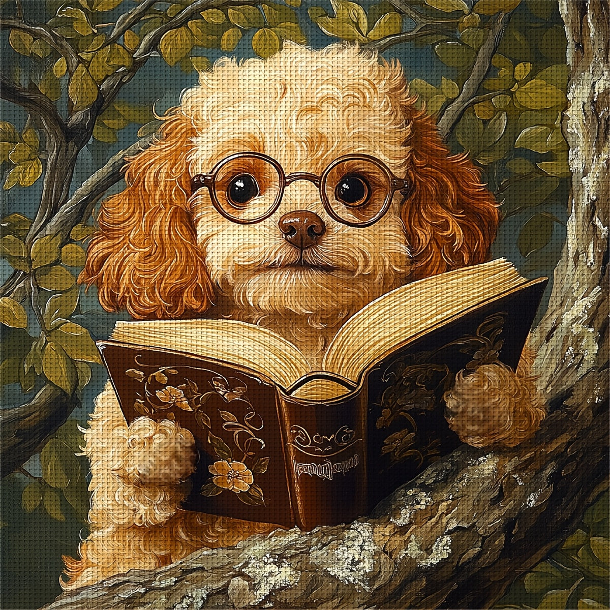 JOZYSH 1set 40x40cm/15.7x15.7Inch DIY Cross Stitch Kit Frameless, Cute dog, stamped cross stitch kits, Embroidery Set for Home Decor, Includes Patterned Fabric & Threads, Perfect for Living Room Entrance or Bedroom Decoration