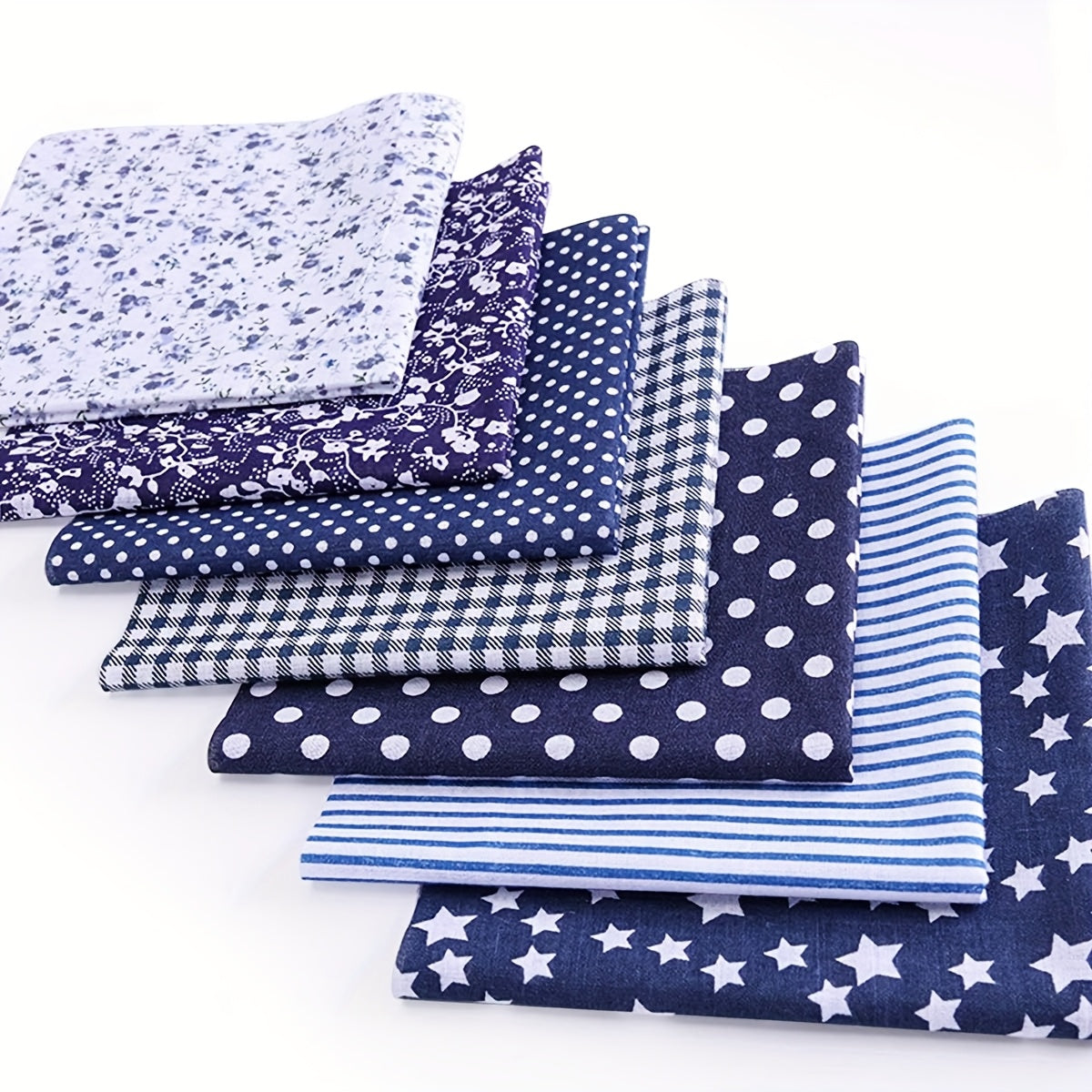 7pcs Navy Blue 10" X 10" (25*25cm)Cotton Fabric DIY Making Supplies Quilting Patchwork Gingham Fabric Fat Quarter Bundles DIY For Quilting Cotton Patchwork Cushions, Suitable For Making Father'S Day, Thanksgiving, New Year An