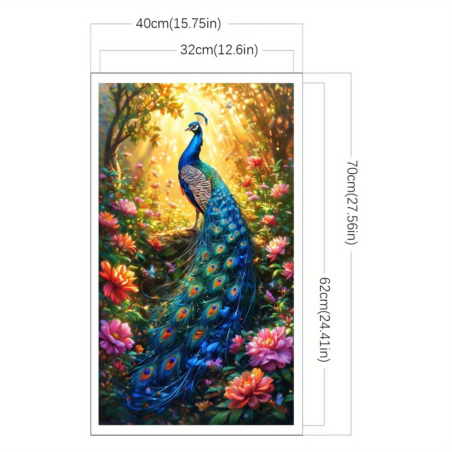 Stamped Cross Stitch Kits for Adults, Peacock Embroidery Kits for Beginners, 11CT Patterns, Counted Embroidery Needlepoint Kits Home Decor, 15.7 x 27.5 inch