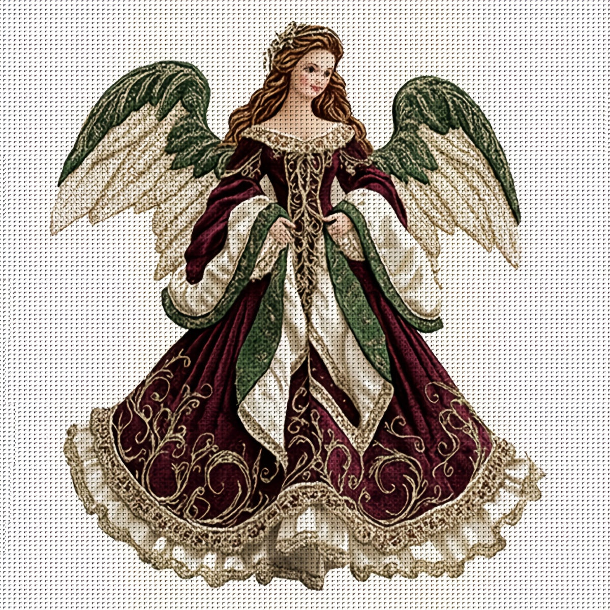 JOZYSH 11x11" Angel Cross Stitch Kit - Beautiful Winged Angel Design with Lace Dress, Includes Pattern Fabric & Threads - Perfect for Home Decor in Living Room, Entryway, or Bedroom, Bedroom Wall Art | Serene Angel Design | D