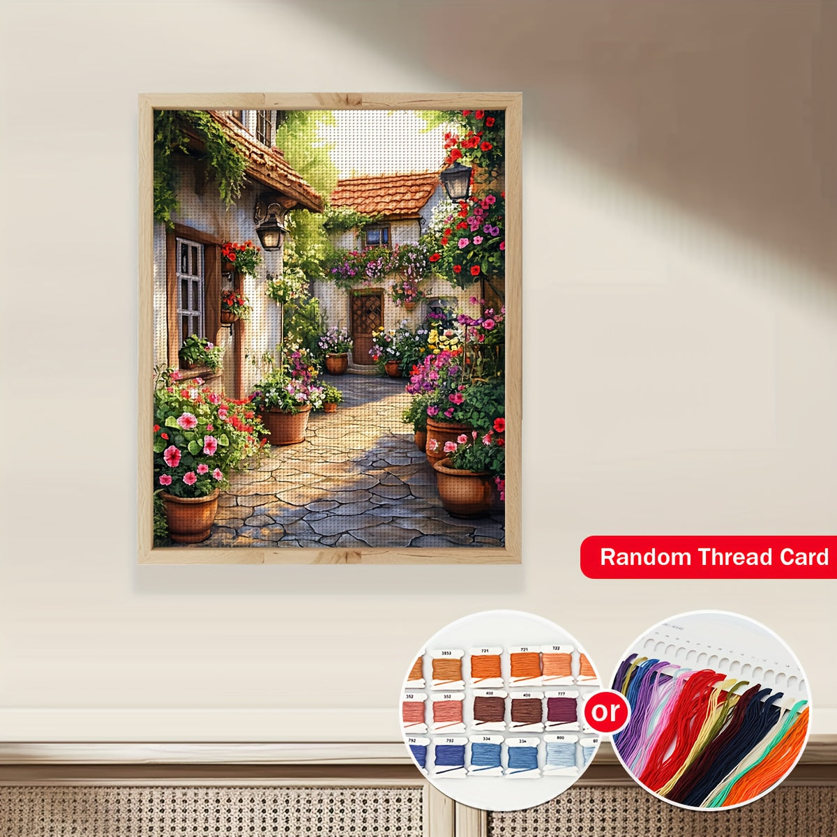 JOZYSH 1set 40x50cm/15.7x19.7Inch DIY Cross Stitch Kit Frameless, Beautiful scenery, stamped cross stitch kits, Embroidery Set for Home Decor, Includes Patterned Fabric & Threads, Perfect for Living Room Entrance or Bedroom D