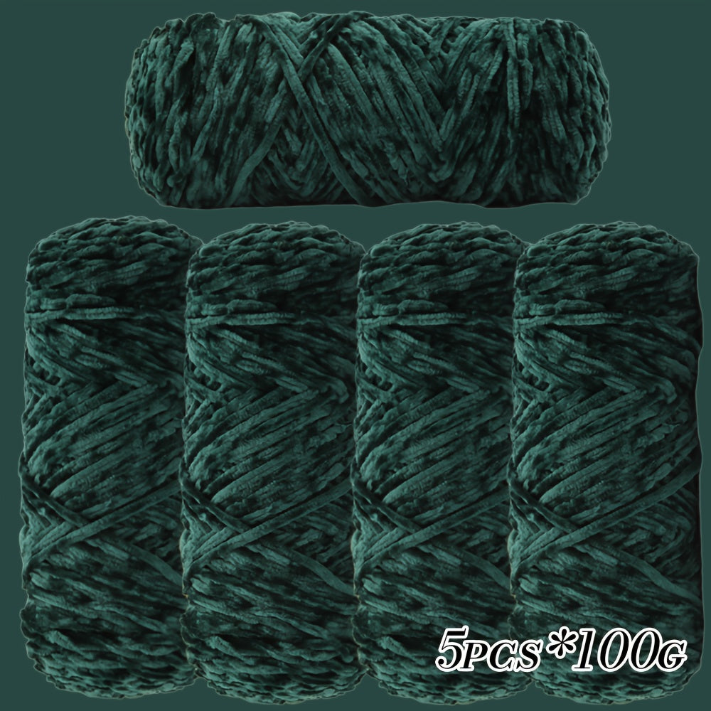 Large Ball Light Beige-Friendly Chenille Yarn 5pcs 500g - Ultra-Soft Velvet Yarn for Crocheting Blankets, Hats | Warm, Thick, Non-Deforming DIY Craft