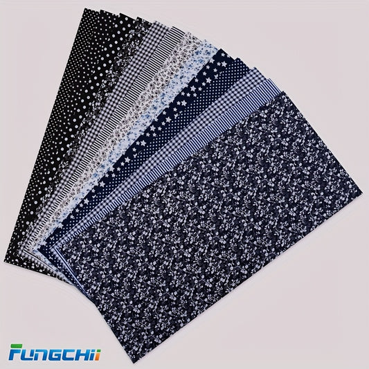 13pcs Large Fat Quarter Fabric Bundles - Extra-Large 19.98x19.98 Inch (50x50cm) Pre-Cut Cotton Squares, 100% Pure Cotton with Floral, Stripes, Polka Dots, Plaid, Stars, Hearts, Gingham, Geometric Patterns - Ideal for Quilting