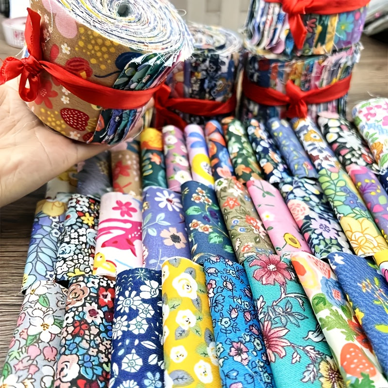 36pcs Jelly Roll Cotton Fabric For Sewing Supplies, Cotton Fabric Strips For Quilting, 2.48"X19.69" Colorful Advanced Cotton Fabric Bundles For DIY Craft
