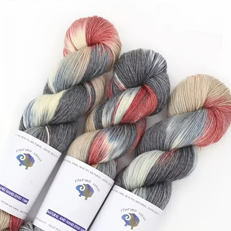 3-Pack Soft Wool Blend Yarn, 52% Wool, 10% Cashmere, 38% Polyester, Multicolored & Self-Striping, Variegated & Heather Ombre, 100g Each, 270m Total, for Knitting Scarves, Blankets, Sweaters, Hats, Gloves, Socks