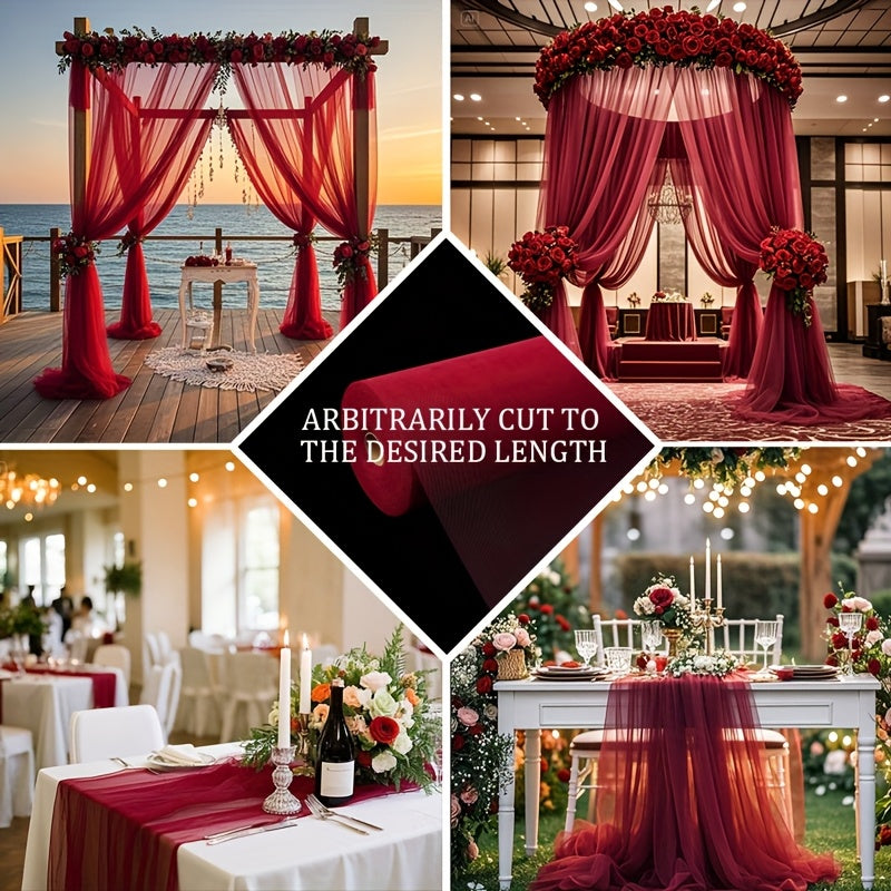 1 Roll, 164ft of Vibrant Polyester Tulle Fabric | 100% Polyester Transparent Material for Wedding, Party, Halloween, Christmas Decorations, Chair Bows, and Table Runways, Hand Wash Only, Handmade Mesh Fabric, DIY, Fabric For