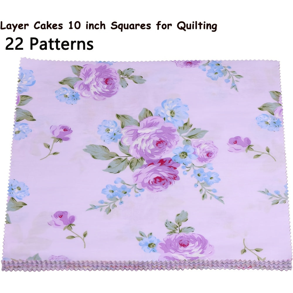 22pcs 10in×10in Jelly Roll Fabric Strips for Quilting, 100% Pure Cotton Jelly Rolls, Yellow Series