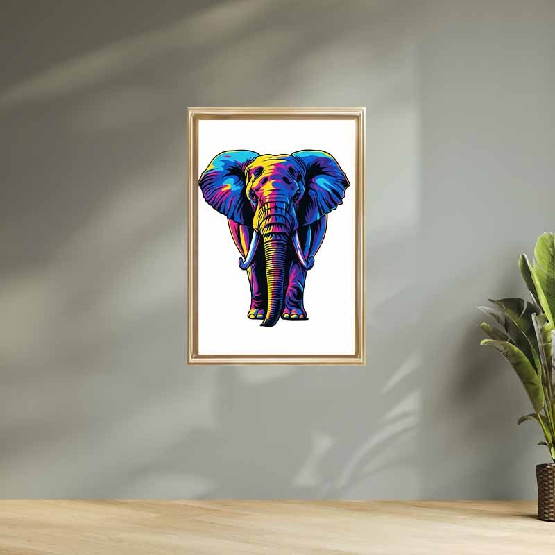 2D Vibrant Neon Elephant Canvas Print/Wall Art Decor, Suitable for Living Room, Bedroom, Office, Hallway and Study Room Decoration., 2D Flat, Perfect for Room Decor, Elephant Cross Stitch Kit, Elephant Wall Art, Elephant Abst