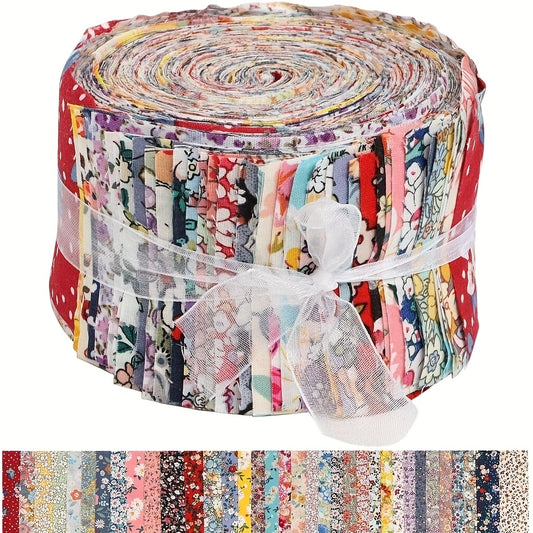 36pcs Premium Cotton Strips - 2.48"x19.69" Jelly Roll Bundles with Assorted Floral Patterns, Vibrant Colors, Pre-Cut & Machine Washable for Quilting, Sewing, DIY Crafts, Clothes, Bed Sheets, Pillows, Dolls, Fabric for Quiltin