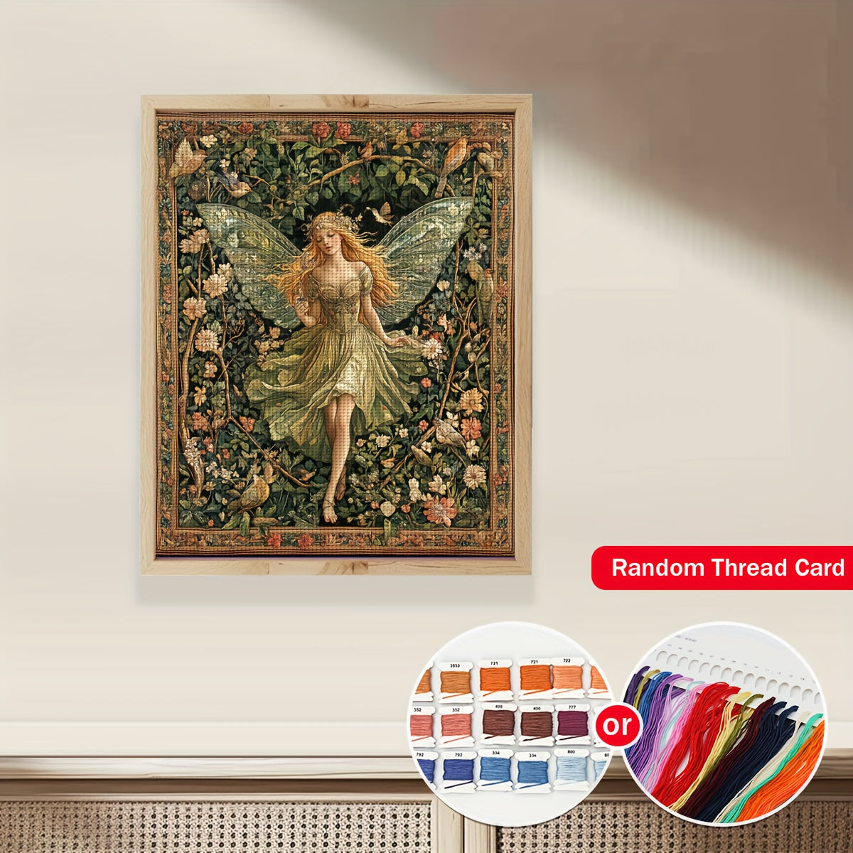 ZUOANLF 1set 40x50cm/15.7x19.7Inch DIY Cross Stitch Kit Frameless, Beautiful spirit, stamped cross stitch kits, Embroidery Set for Home Decor, Includes Patterned Fabric & Threads, Perfect for Living Room Entrance or Bedroom D