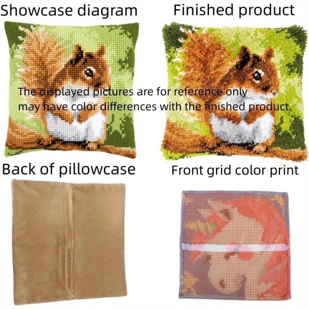 DIY Latch Hook Kit Cushion Black Cat Animal Latch Hook Kit DIY Crochet Yarn Kits Embroidery Kits Unfinished Cushion Cover Pillowcase 7in