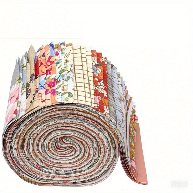 40pcs 6, 5cm*50cm (2, 6 inches*19, 7 inches) Cotton Mixed Color System Patchwork Jelly Rolls, DIY Patchwork Crafts Materials, Patchwork Kits with Different Patterns Included, Hobbyist Pre-Cut DIY Handmade Dolls Clothes and Se