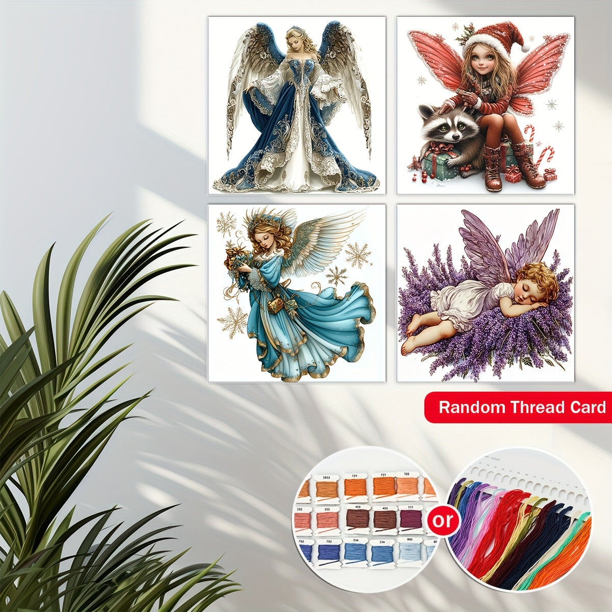 ZUOANLF 1 Set 40x40cm-15.7x15.7in Unframed 11CT/14CT Print Fabric Cross Stitch DIY Kit, Angel Series Patterns - Relaxing Adult Beginner Cross Stitch Set with Printed Fabric, Needle, Thread, Patterns & Instructions - Perfect f