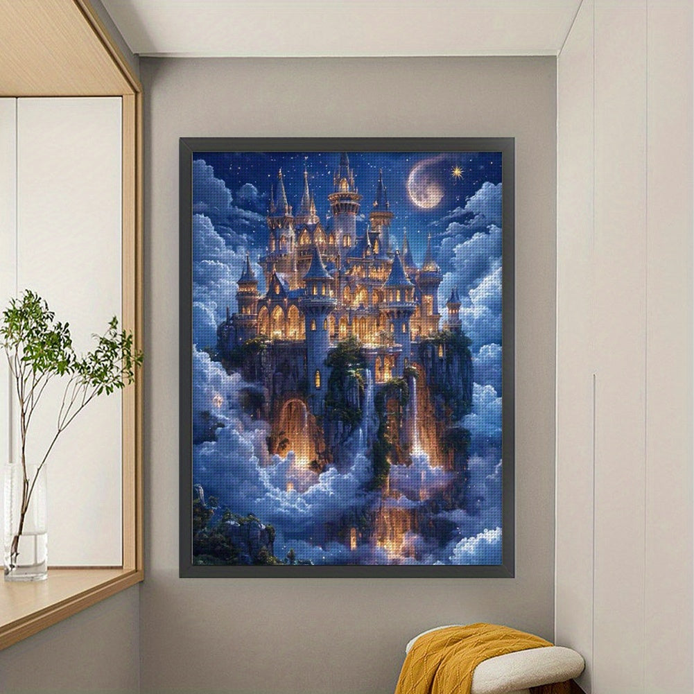 Stamped Cross Stitch Kits for Adults, Castle Embroidery Kits for Beginners, 11CT Patterns, Counted Embroidery Needlepoint Kits Home Decor, 17.7 x 23.6 inch