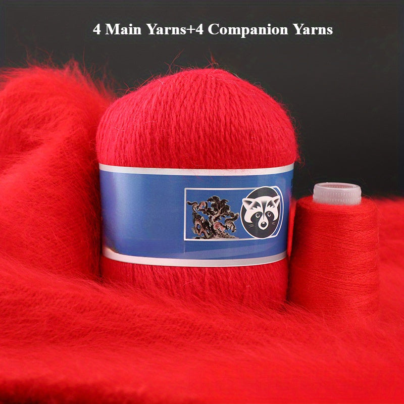 4 Sets Mixed Color Angora Cashmere Wool Yarn, 200g+80g Chunky Thick Knitting Yarn with Shiny Fibers, DIY Sweater, Scarf, Hat, Coat Crafting Material, 30% Angora, 70% Cashmere Wool, 20% Nylon