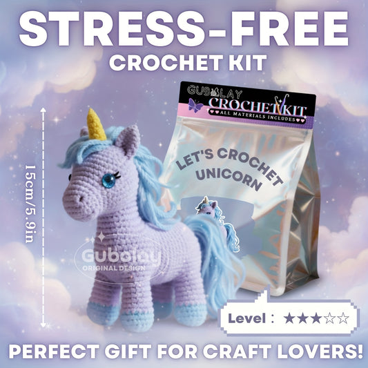 Complete Unicorn Crochet Starter Kit for Adults Beginners with Step-by-Step Video Tutorial & Amigurumi Doll - Soft Yarn (30% Extra), Hook & Accessories Included | Stress-Free DIY Craft Gift for Crocheting Cute Unicorns | All-