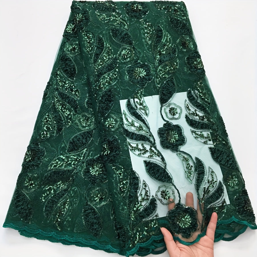 5Yards/pc African Lace Fabric with Sequins, French Mesh Lace Fabric, Nigerian Lace Fabric for Sewing Wedding/Prom/Party Dresses