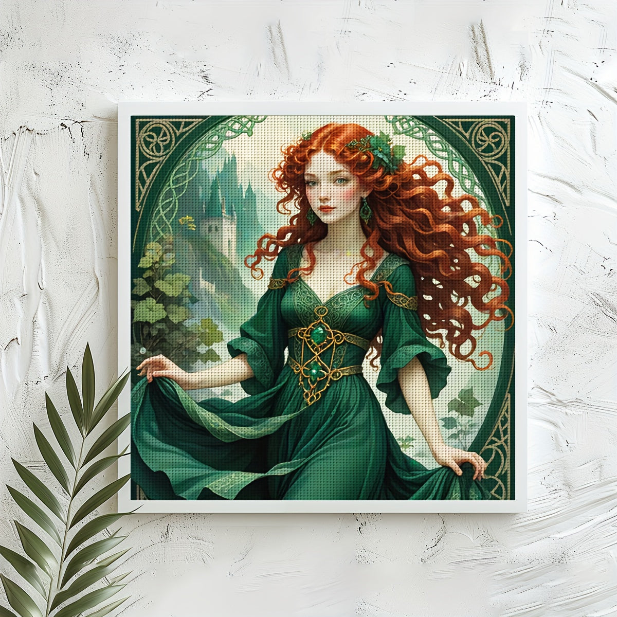 1pc JOZYSH 40x40cm/15.7x15.7in Frameless Cross Stitch Kit - Elegant Red-Haired Woman Design, 11CT/14CT, Includes Canvas, Needle, Thread, Pattern & Instructions - Ideal for Beginners, Perfect Gift for Friends & Family, Cross S
