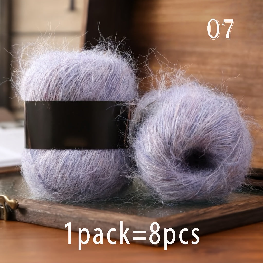 8pcs Luxury Alpaca & Yarn, Soft Fluffy Cloud Fiber Blend for Knitting and Crochet, Fashion Sweaters, Cardigans, Scarves, Hats, Shawls, Tops, Coats, Alpaca,
