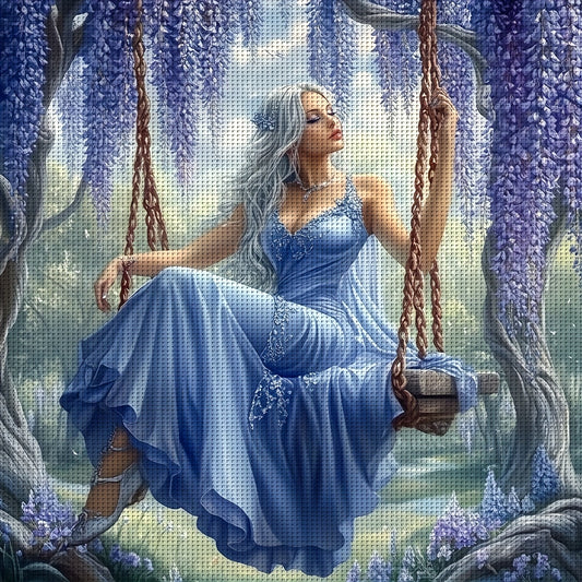 JOZYSH 1set 50x50cm/19. 7x19. 7Inch DIY Cross Stitch Kit Frameless, A beautiful woman, stamped cross stitch kits, Embroidery Set for Home Decor, Includes Patterned Fabric & Threads, Perfect for Living Room Entrance or Bedroom