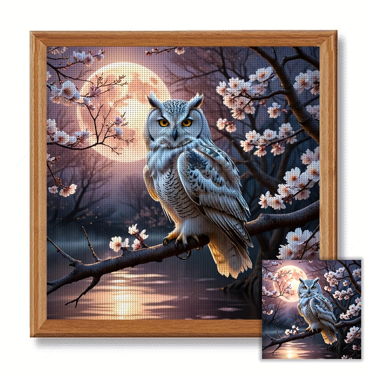 ZUOANLF 1set 40x40cm/15. 7x15. 7Inch DIY Cross Stitch Kit Frameless, Beautiful owl, stamped cross stitch kits, Embroidery Set for Home Decor, Includes Patterned Fabric & Threads, Perfect for Living Room Entrance or Bedroom De
