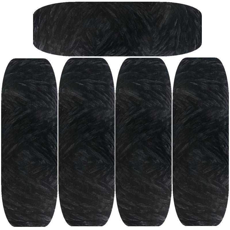 Velvet Chenille Yarn 5-Pack, 500g (17.63oz) Each, 100% Polyester, Soft Skin-Friendly Multi-Color Thick Yarn for Crochet, Knitting, DIY Crafts, Scarves, Blankets, Hats - 4mm Width