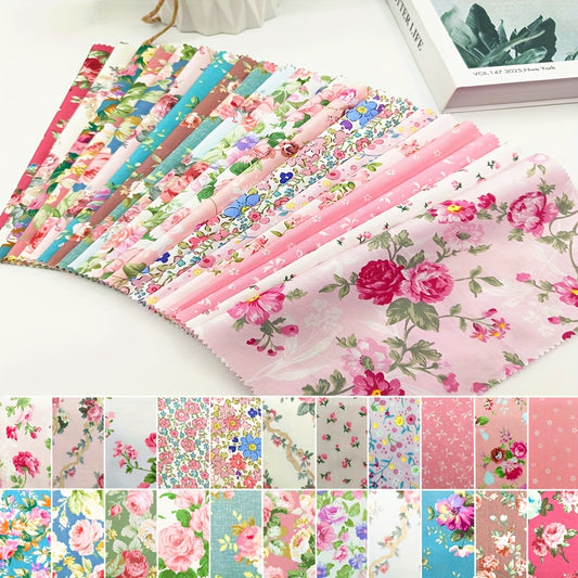 10inch - Charm Square Precut Quilted Fabric Set - Cotton Square Sewing DIY Panels, No Repeat Design Printed Floral Craft Fabric for Quilting, DIY Crafts, Christmas Gifts, Birthday Gifts