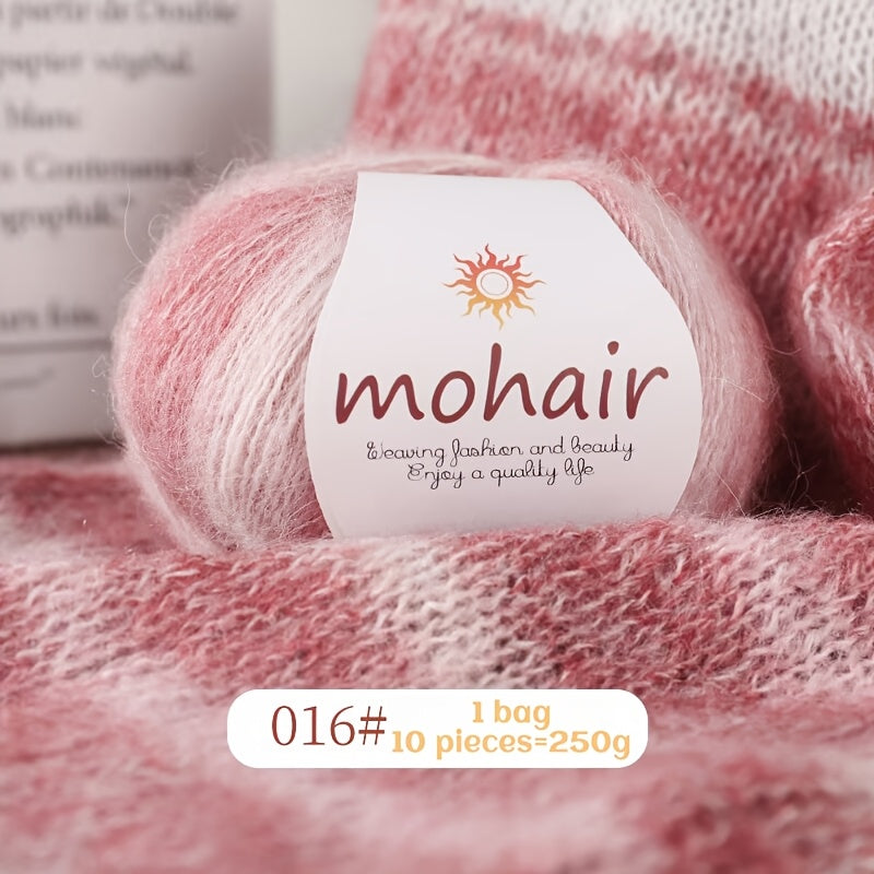 10 Skeins, 250g Each - Colorful Marled & Blend Yarn, Self-Striping Pattern for Knitting, Crochet, Scarves, Hats, Shawls, Crafting Yarn|Multicolor Fiber|Soft Texture Yarn