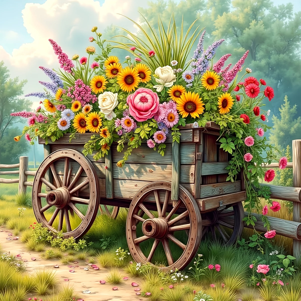 ZUOANLF 1set 40x40cm/15.7x15.7Inch DIY Cross Stitch Kit Frameless, Beautiful scenery, stamped cross stitch kits, Embroidery Set for Home Decor, Includes Patterned Fabric & Threads, Perfect for Living Room Entrance or Bedroom