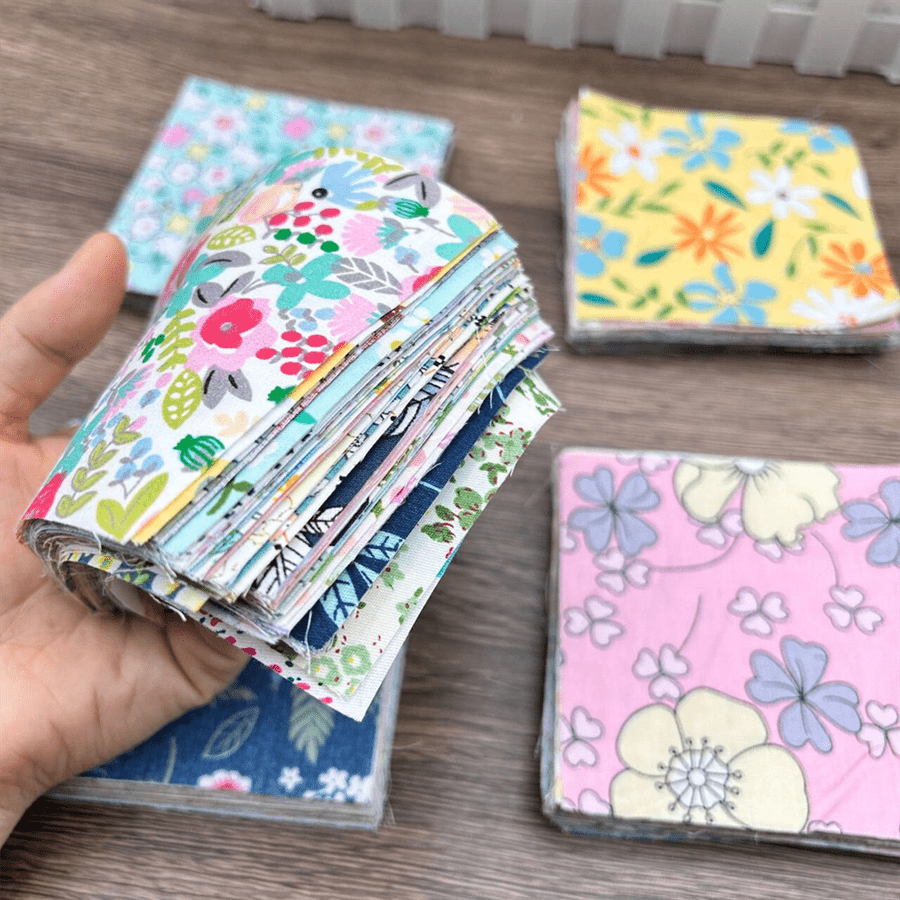 100PCS 10 x 10 cm Floral 100% Cotton Fat Quarters Fabric for Sewing and Quilting Bundles Precut Fabric Square for DIY Craft Patchwork